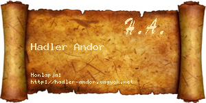 Hadler Andor névjegykártya